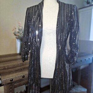NWOT VENUS Black and Silver Sequin Blazer